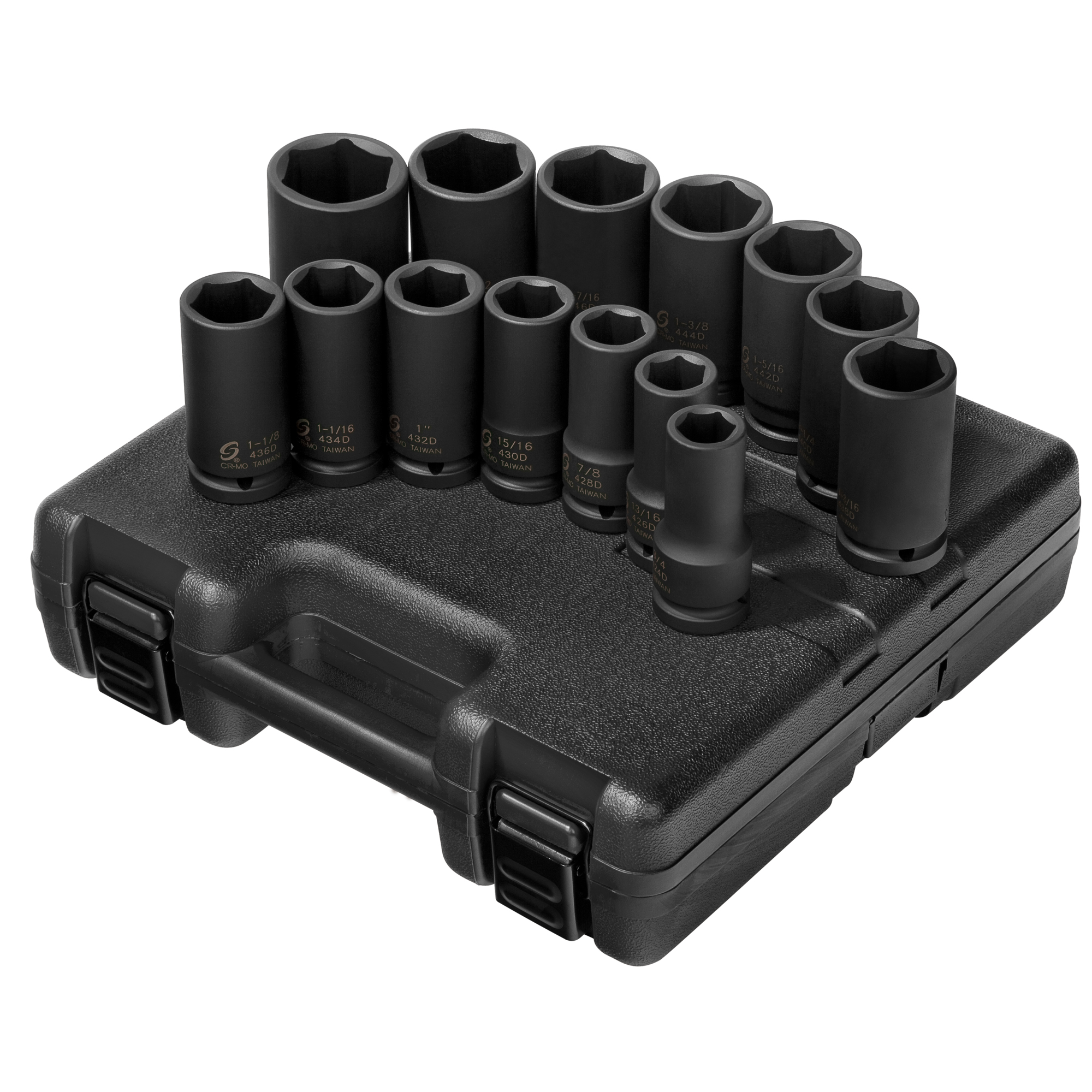 Sunex Tools 3/4in. Drive SAE 6-Point Deep Impact Socket Set — 14 Pcs, CR-MO Alloy Steel, Black Phosphate, Model# 4638